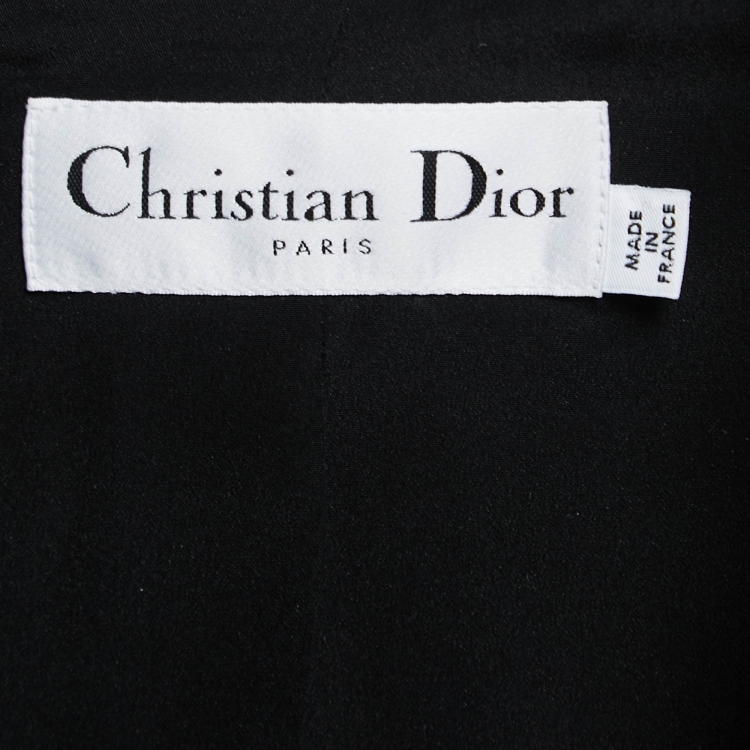 Pre Owned Christian Dior Grey Textured Wool Bar Jacket S