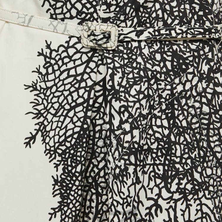 Pre Owned Dior Monochrome Coral Reef Print Cotton Belted Skirt L