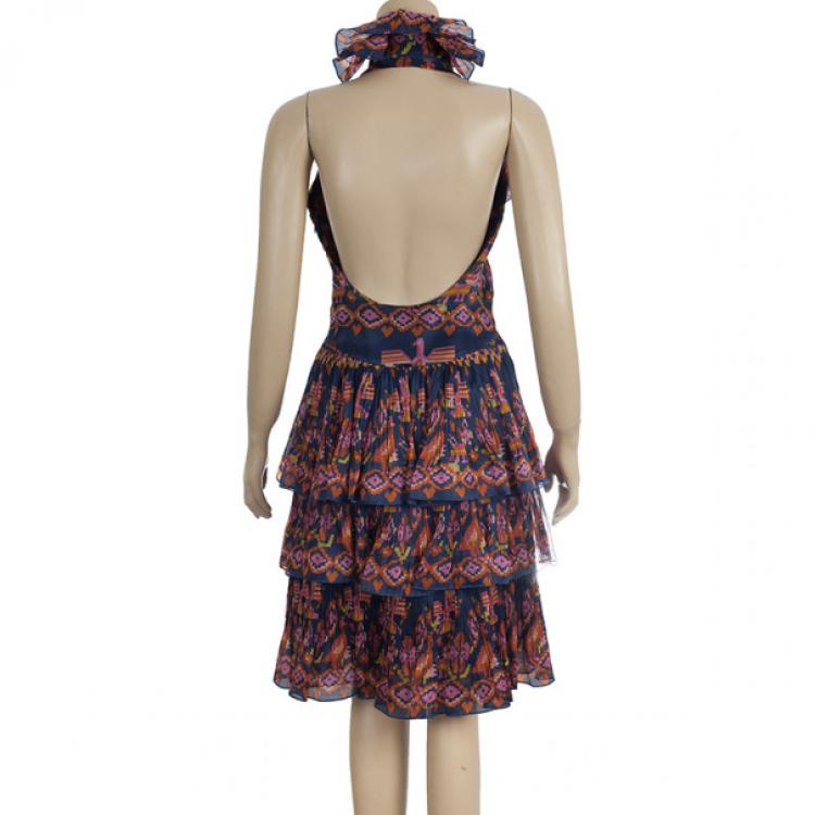 Pre Owned Dior Silk Tiered Evening Dress S
