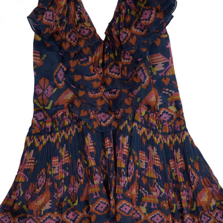 Pre Owned Dior Silk Tiered Evening Dress S