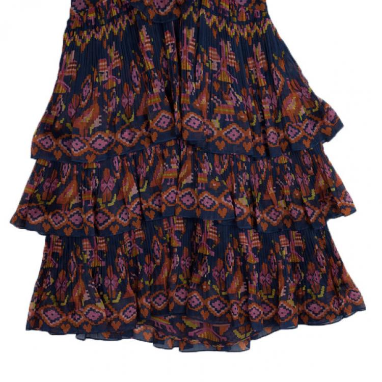 Pre Owned Dior Silk Tiered Evening Dress S