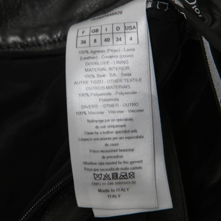 Pre Owned Christian Dior Black Leather & Tulle Paneled Midi Skirt S