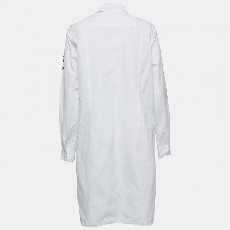 Pre Owned Dior White Cotton PARADISE Printed Full Sleeve Oversized Shirt M