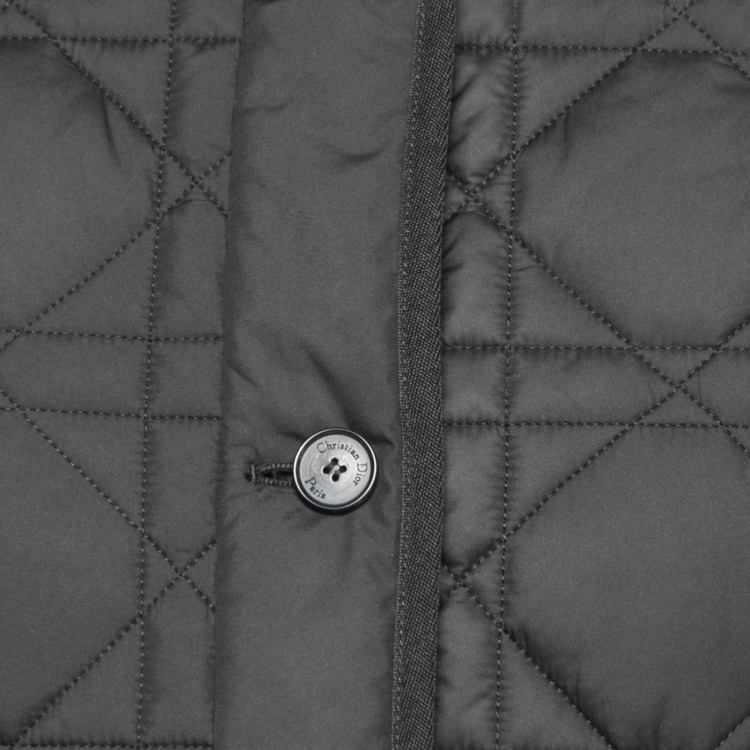 Pre Owned Dior Black Macro Cannage Quilted Synthetic Buttoned Crop Jacket L