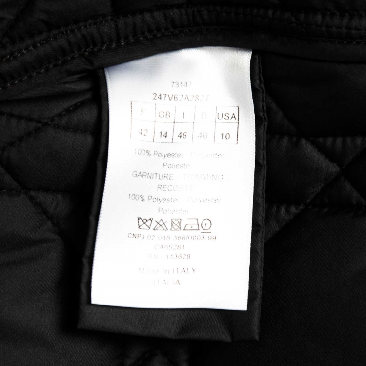 Pre Owned Dior Black Macro Cannage Quilted Synthetic Buttoned Crop Jacket L