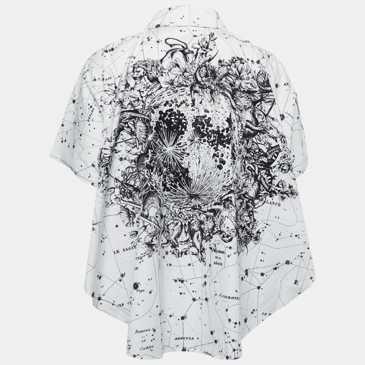 مملوكة مسبقًا Christian Dior White Constellation Printed Cotton Tunic Top S