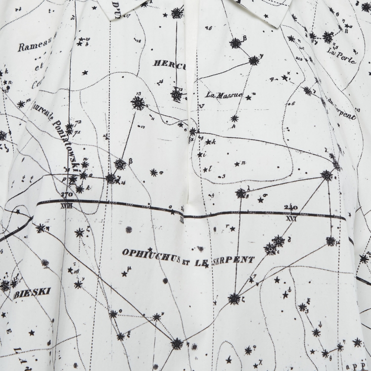 مملوكة مسبقًا Christian Dior White Constellation Printed Cotton Tunic Top S