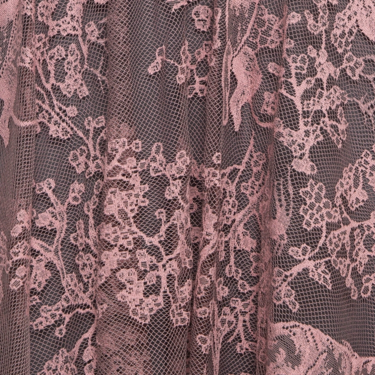 Pre Owned Dior Pink Patterned Lace Dioriviera Midi Skirt L