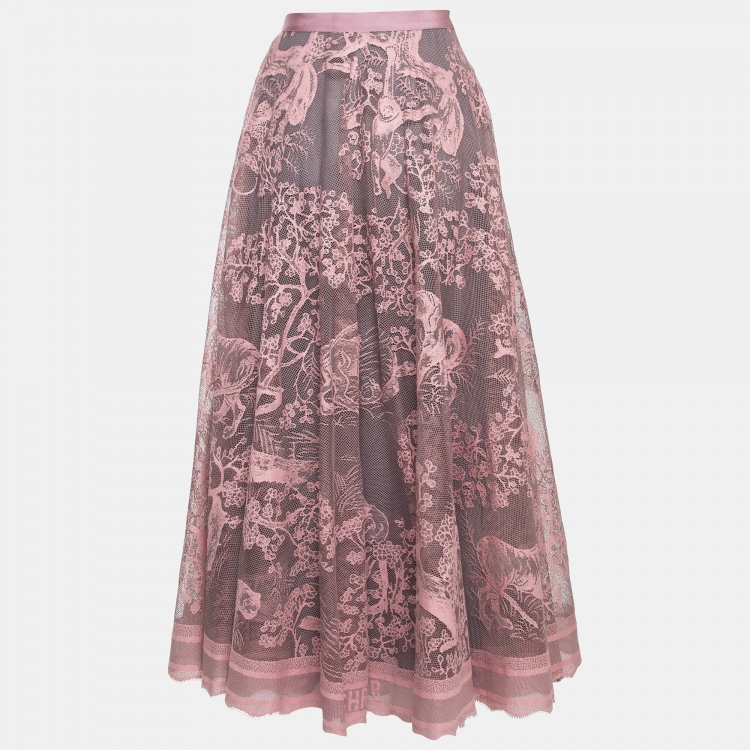 Dior Pink Patterned Lace Dioriviera Midi Skirt L Dior | TLC