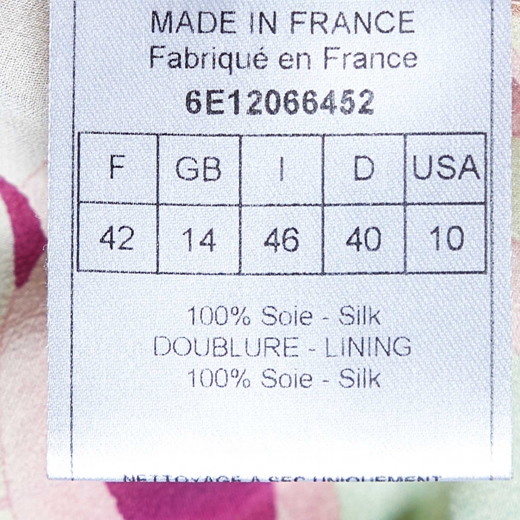 Pre Owned Dior Vintage Green/Pink Floral Print Silk Maxi Dress L