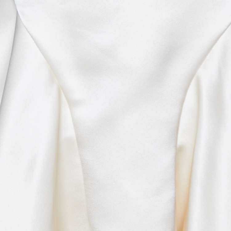 Pre Owned Dior Cream Silk Satin Mesh Trimmed Sleeveless Dress M