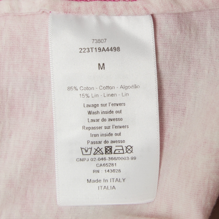 Pre Owned Christian Dior Pink Toile de Jouy Reverse Cotton and Linen Jersey T-Shirt M