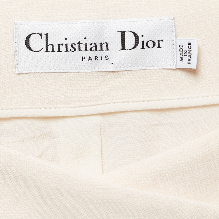 Pre Owned Christian Dior Cream Gabardine Double Breasted Off shoulder Top M