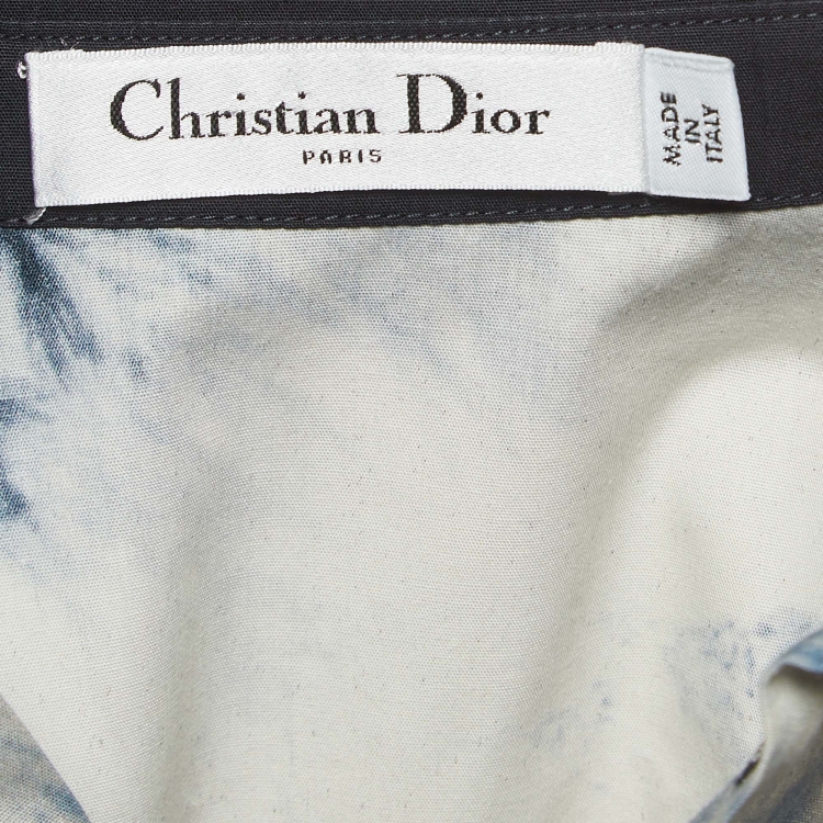 Pre Owned Dior Navy Blue Tie Dye Print Cotton Short Sleeve Shirt S
