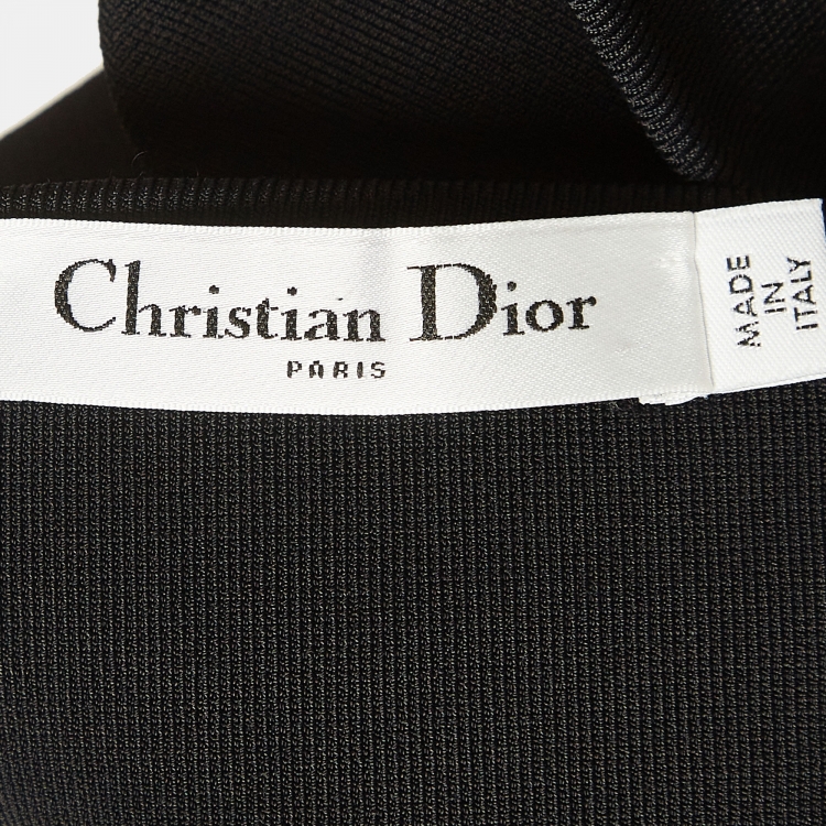 Pre Owned Dior Black Logo Printed Strap Knit Bralette Top XS