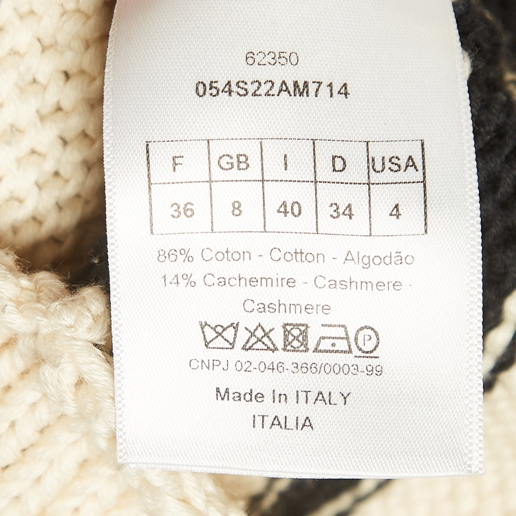 Pre Owned Christian Dior Black/White Stripe Rib Knit Crew Neck Sweater S