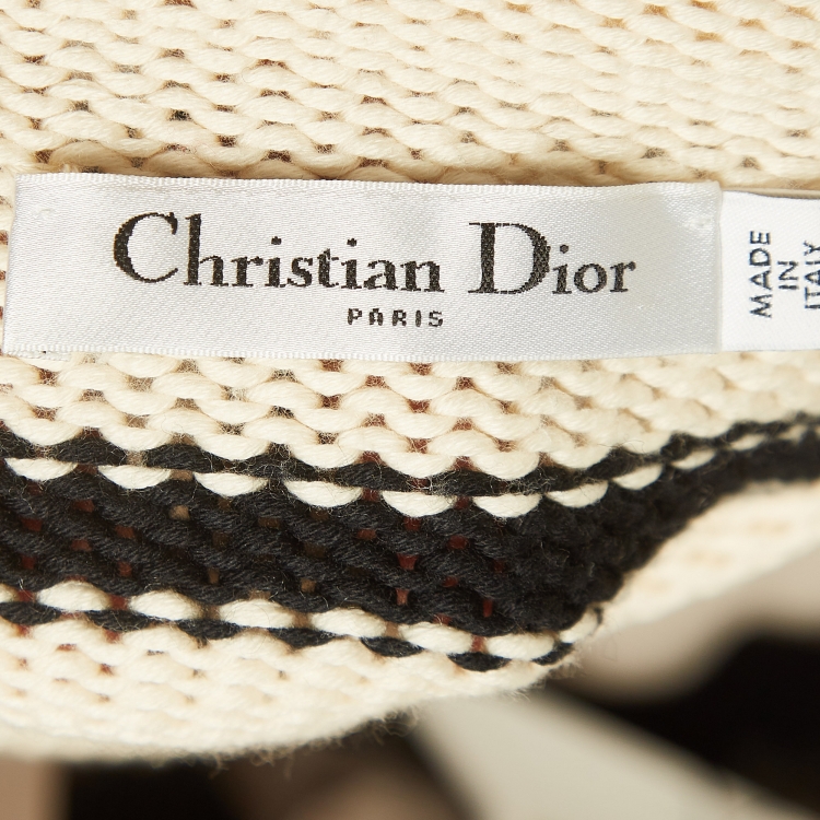 Pre Owned Christian Dior Black/White Stripe Rib Knit Crew Neck Sweater S
