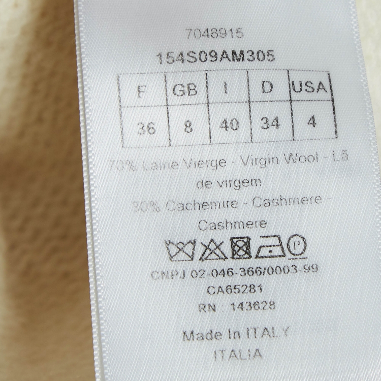 Pre Owned Dior Ecru White Logo Intarsia Wool Sweater Top S