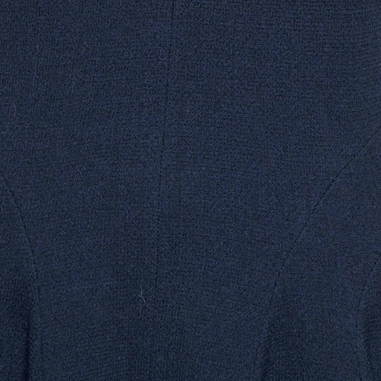 Pre Owned Dior Navy Blue Wool Flared Dress M