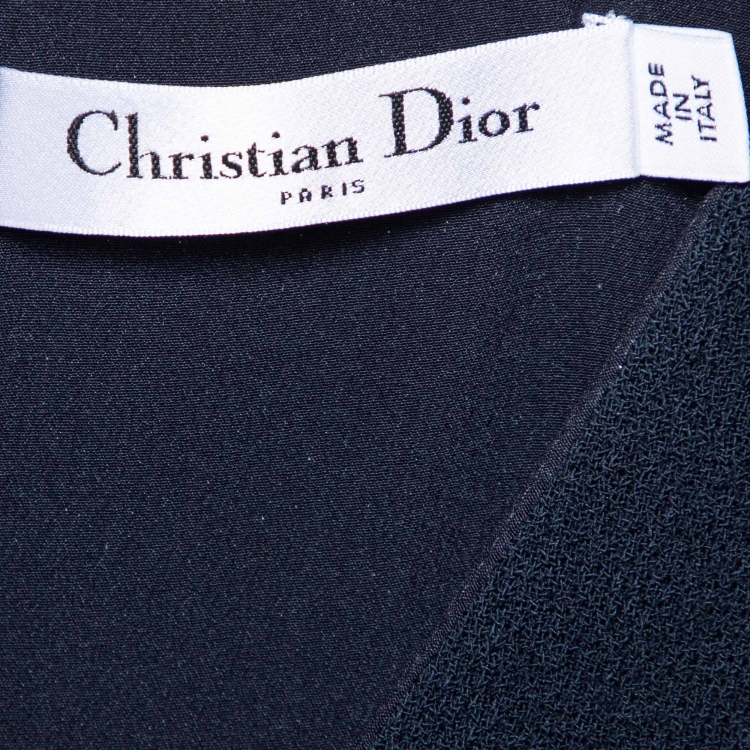 Pre Owned Dior Navy Blue Wool Flared Dress M