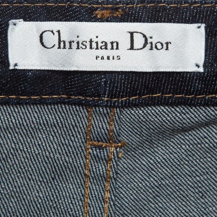Pre Owned Dior Navy Blue Denim Flared Jeans M Waist 32"