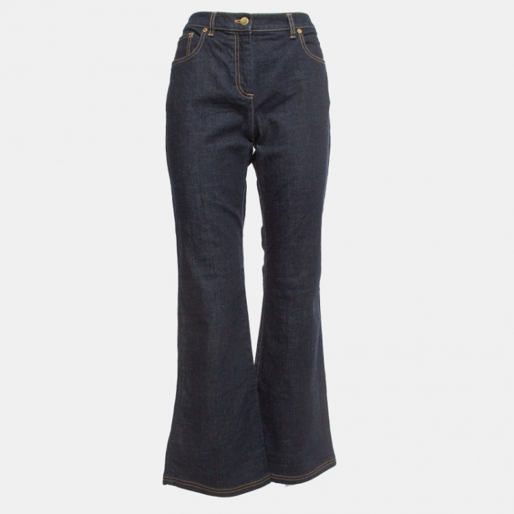 Pre Owned Dior Navy Blue Denim Flared Jeans M Waist 32"
