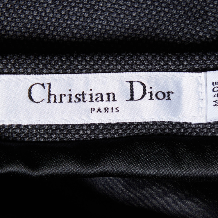 Pre Owned Dior Dark Grey Wool Belted Skirt Suit L