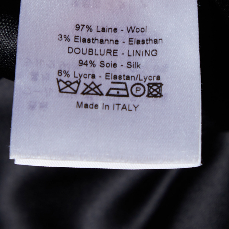 Pre Owned Dior Dark Grey Wool Belted Skirt Suit L