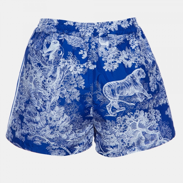 Pre Owned Dior Royal Blue Toile de Jouy Taffeta Shorts M