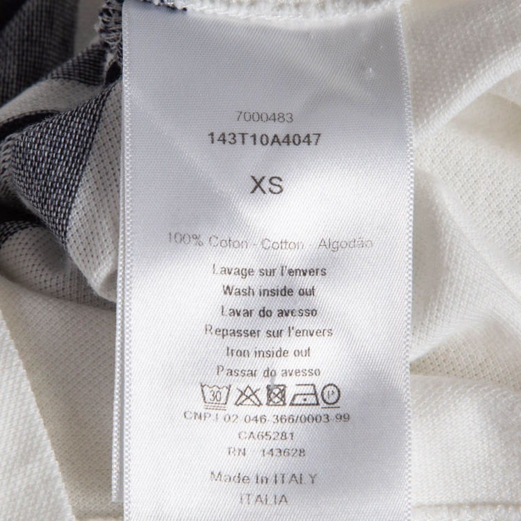 Pre Owned Christian Dior White/Blue Logo Jersey Polo T-Shirt XS