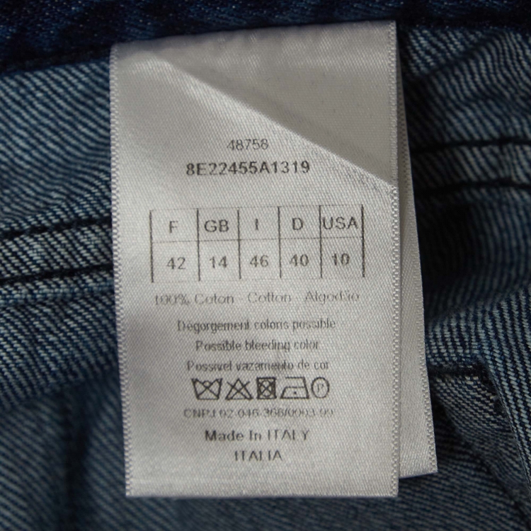 Pre Owned Christian Dior Blue Raw Edge Denim Straight Leg Jeans M Waist 30"