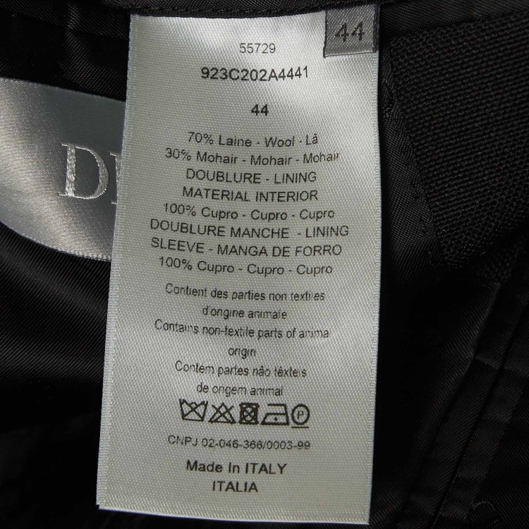 Pre Owned Christian Dior Black Wool Double Breasted Blazer L