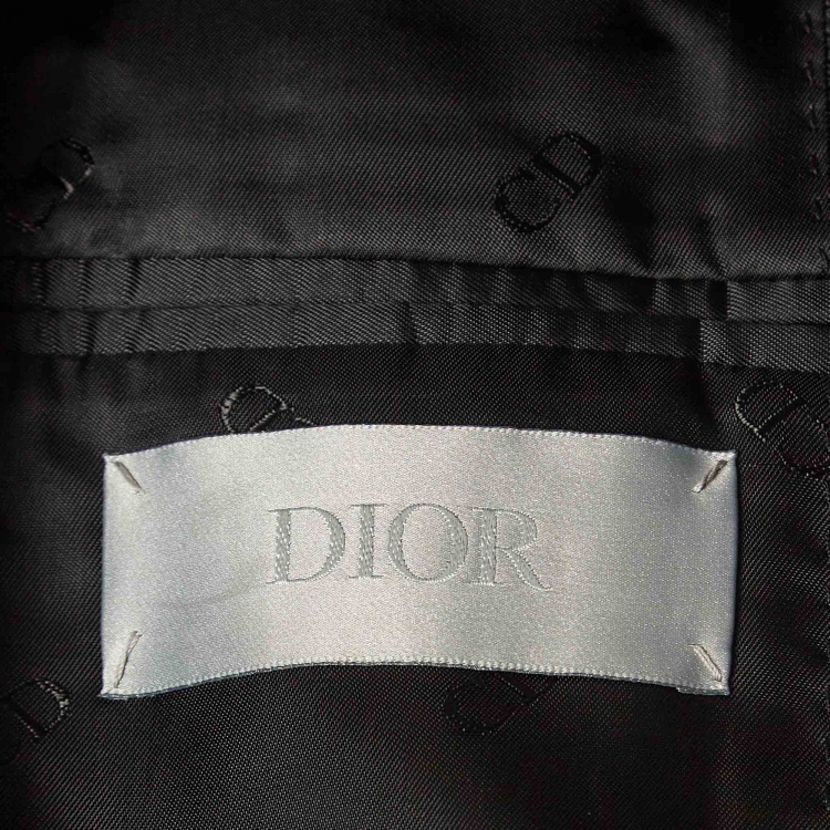 Pre Owned Christian Dior Black Wool Double Breasted Blazer L