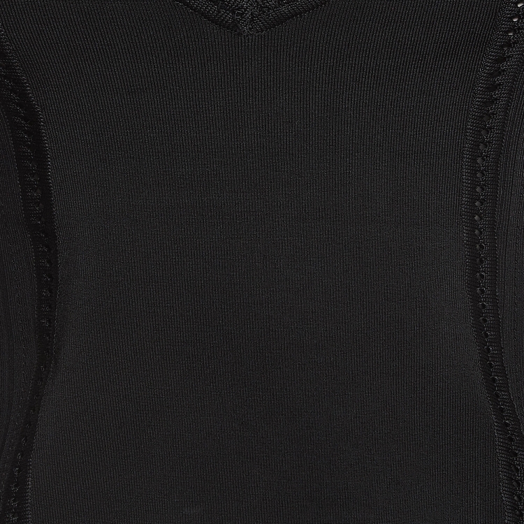 Pre Owned Christian Dior Black Tulle Trim Jersey Lace-Up Top M