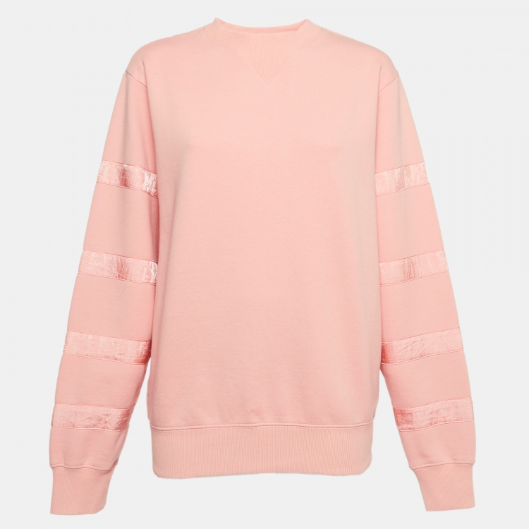 Pre Owned Christian Dior Light Orange Cotton Knit Crew Neck Sweatshirt XS