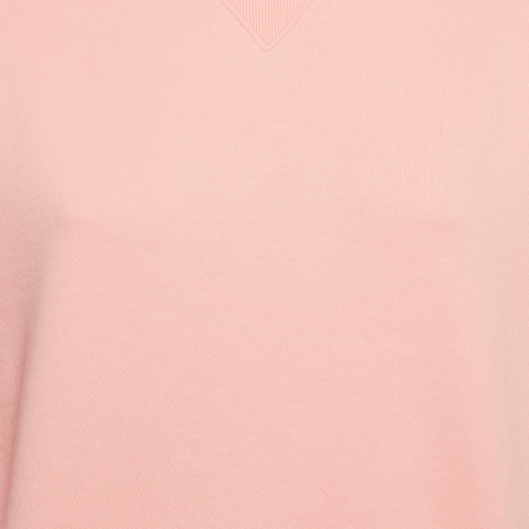 Pre Owned Christian Dior Light Orange Cotton Knit Crew Neck Sweatshirt XS