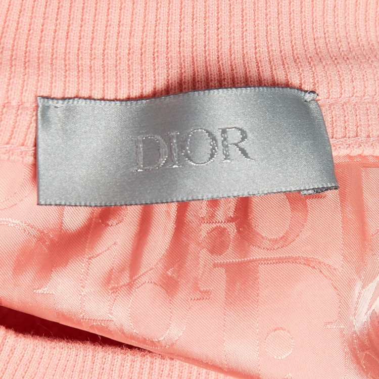 Pre Owned Christian Dior Light Orange Cotton Knit Crew Neck Sweatshirt XS