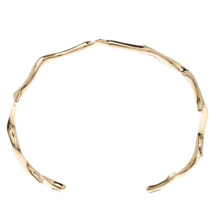Pre Owned Dior Bois De Rose 18k Rose Gold Narrow Open Cuff Bracelet