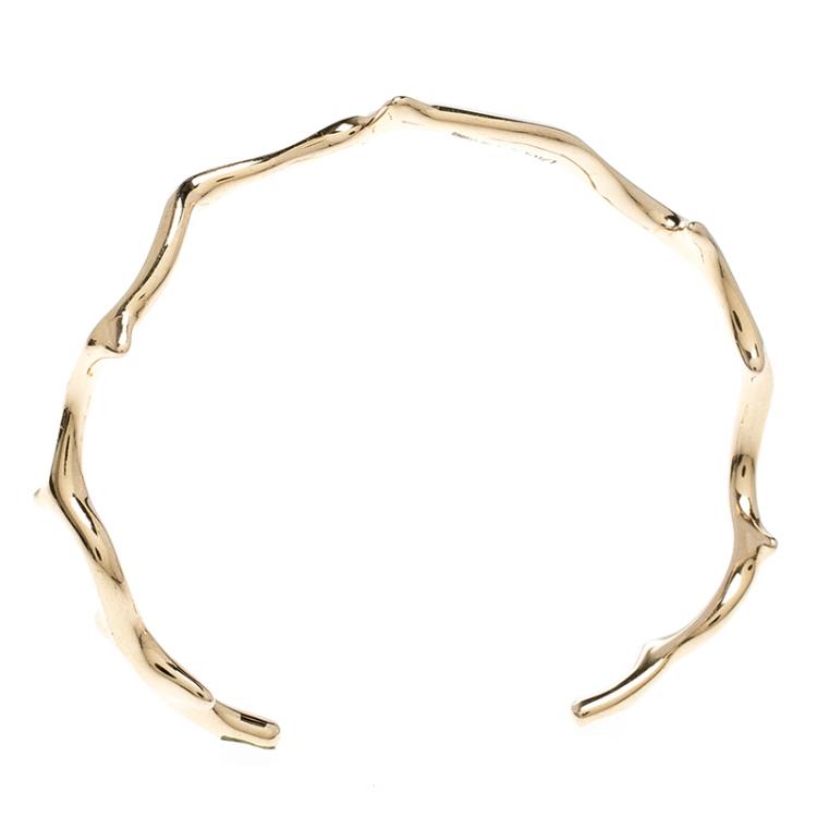 Pre Owned Dior Bois De Rose 18k Rose Gold Narrow Open Cuff Bracelet