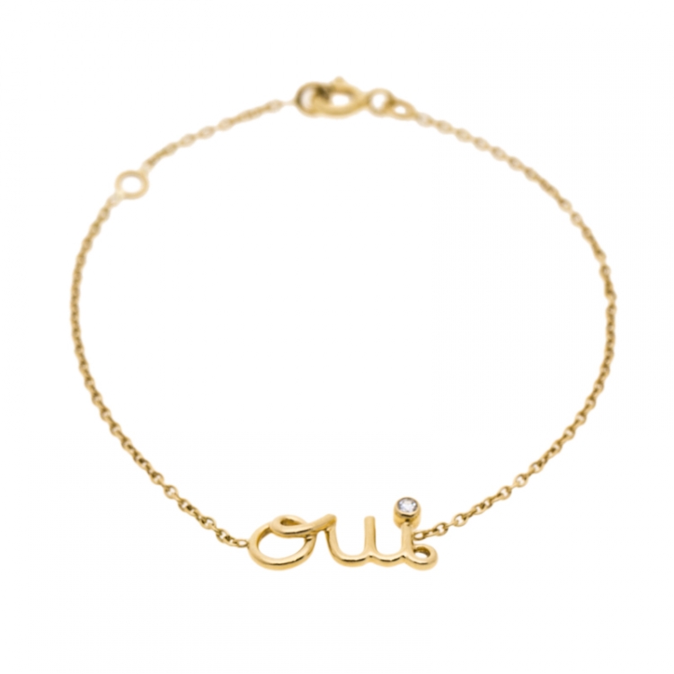 Pre Owned Dior Oui Diamond & 18k Yellow Gold Bracelet