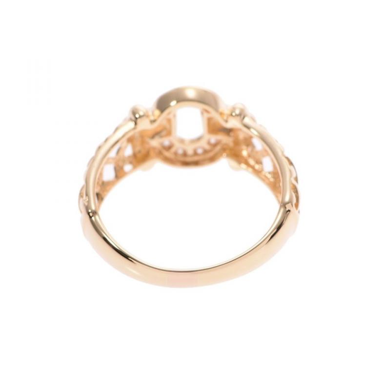 Pre Owned Dior 18K Yellow Gold and Diamond Ring Size 54