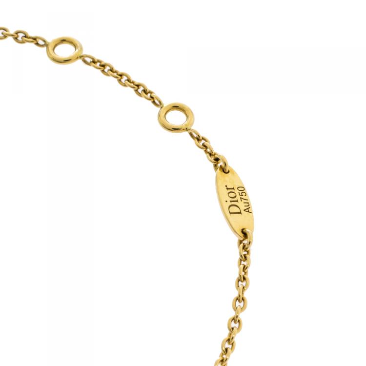 Pre Owned Dior Rose Des Vents Diamond Lapis Lazuli 18K Yellow Gold Bracelet