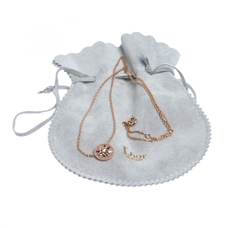 Pre Owned Dior Rose Des Vents Diamond Pink Opal 18K Rose Gold Necklace