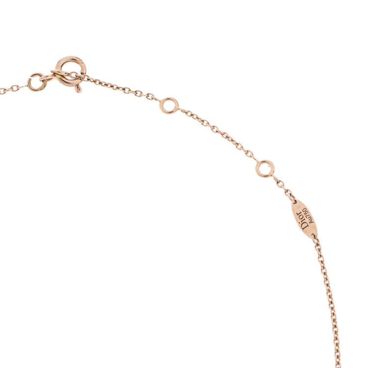 Pre Owned Dior Rose Des Vents Diamond Pink Opal 18K Rose Gold Necklace
