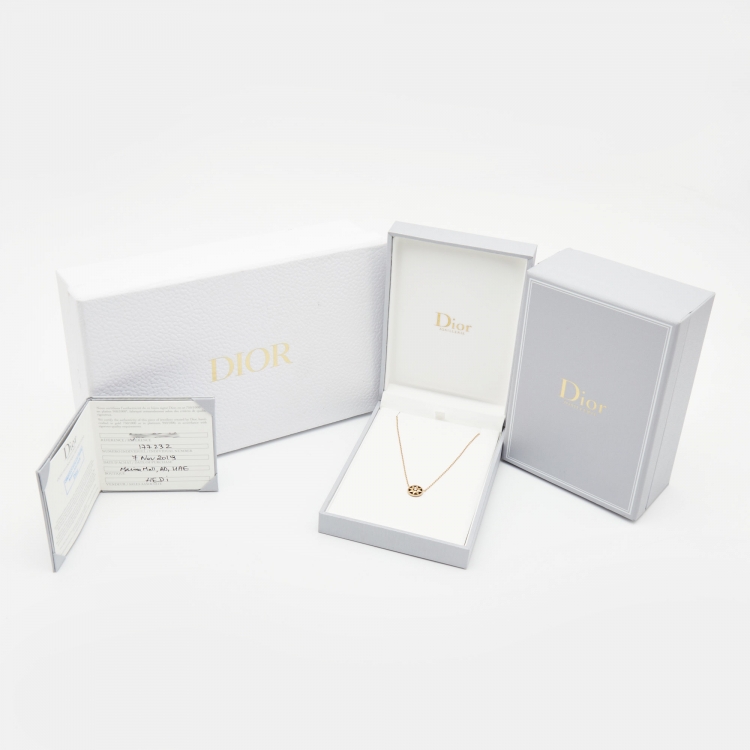 Pre Owned Dior Rose Des Vents Onyx Diamond 18k Rose Gold Necklace