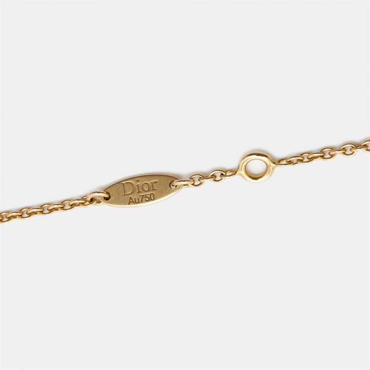 Pre Owned Dior Rose Des Vents Onyx Diamond 18k Rose Gold Necklace