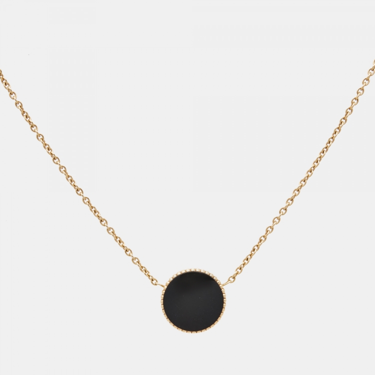 Pre Owned Dior Rose Des Vents Onyx Diamond 18k Rose Gold Necklace