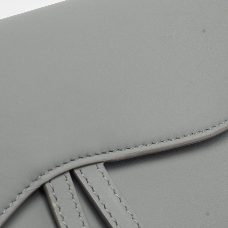 Pre Owned Dior Grey Leather Saddle Belt Pouch