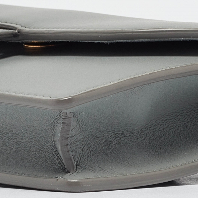 Pre Owned Dior Grey Leather Saddle Belt Pouch