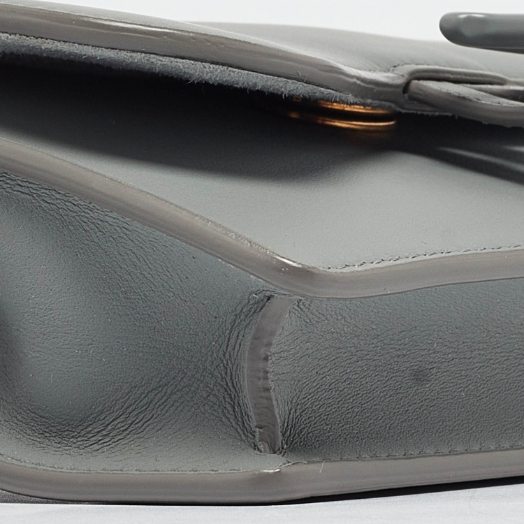 Pre Owned Dior Grey Leather Saddle Belt Pouch